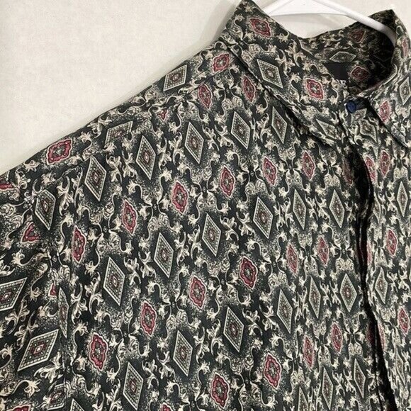 Colore Italia Silk Shirt, Short Sleeves, Hidden Buttons, Oversized Medium - Picture 4 of 10